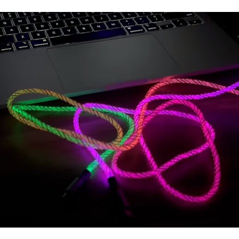 USB кабель Hoco U112, 2xUSB тип-C, 100 см, 60 Вт, 3 A, серый, с подсветкой, #6931474788825 Превью 1