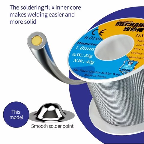 Solder Mechanic HX-T100, (Sn 63% , Pb 37%, flux 1-3%, 1,0 mm, 55 g) Preview 1
