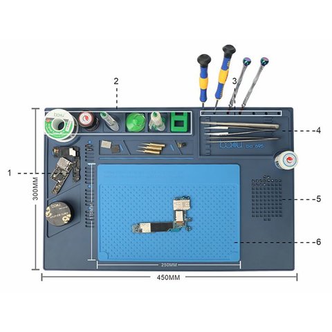 Alfombrilla aislante BAKU BA-695, antiestático, 450 mm, 300 mm, con secciones Vista previa  1