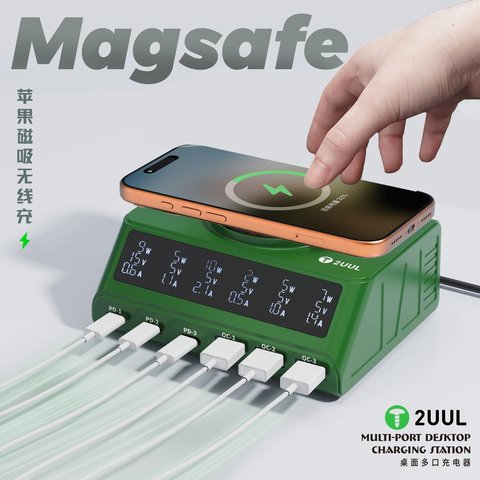 Сетевое зарядное устройство 2UUL PC11, 110 Вт, Quick Charge, Power Delivery (PD), MagSafe, с беспроводной зарядкой, 6 портов Превью 4