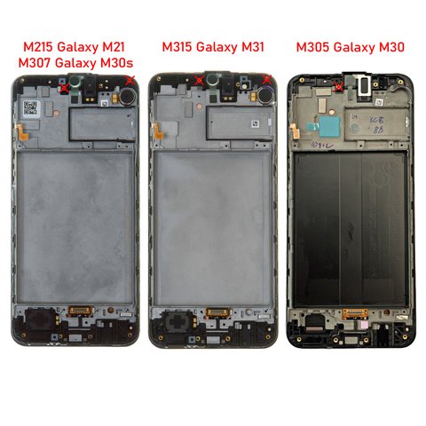 Дисплей для Samsung M215 Galaxy M21, M305 Galaxy M30, M307 Galaxy M30s, M315 Galaxy M31, черный, с рамкой, High Copy, (OLED) Превью 1