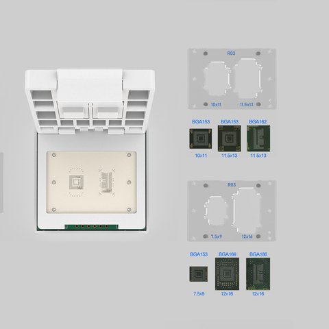 Adaptador 2 en 1 eMMC / eMCP (169-FBGA,153-FBGA,162-FBGA,186-FBGA) para UFI-Box (versión mejorada) Vista previa  5