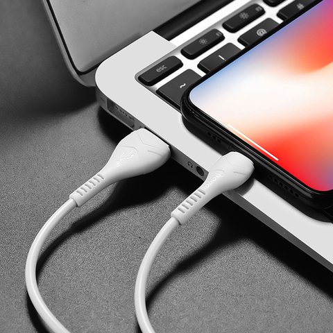 USB кабель Hoco X37, USB тип-A, Lightning, 100 см, 2,4 А, белый, #6931474710499 Превью 2