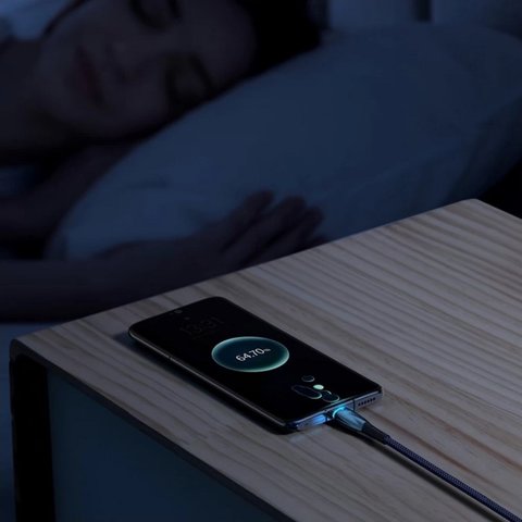 USB кабель Baseus Glimmer, USB тип-C, USB тип-A, 100 см, 100 Вт, синий, в нейлоновой оплетке, #CADH000403 Превью 4